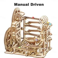 3D Wooden Puzzle Marble Run Set DIY Mechanical Track Electric Manual Model Building Block Kits Assembly Toy Gift for Teens Adult