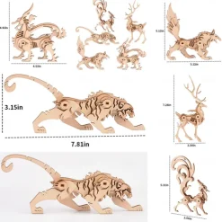 3D Wooden Puzzles Animal Model - Collectibles Wooden Model Kits for Adults Desk Display Gift for Boys/Girls(5 pcs)