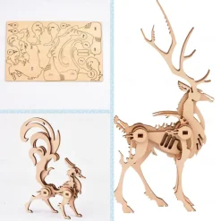 3D Wooden Puzzles Animal Model - Collectibles Wooden Model Kits for Adults Desk Display Gift for Boys/Girls(5 pcs)