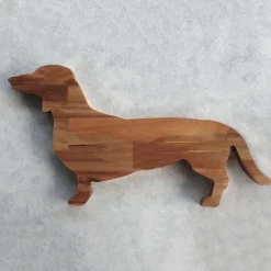 Dachshund Dog Dinner Plate Cute Christmas Dinner Plate, Wooden Plates Cutting Board Wooden Decorative Tray, Chopping Block for Fruit Platter, Dessert Plate for Holiday Party