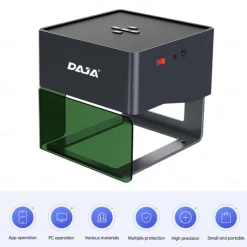 DAJA DJ6 Laser Engraver DIY Marking Portable Engraving Machine for DIY Handcraft Logo Mark Printer 80x80mm Carving Area with 4PCS Raised Columns Goggles Support Wireless Mobile Connection Wood