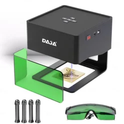 DAJA DJ6 Laser Engraver DIY Marking Portable Engraving Machine for DIY Handcraft Logo Mark Printer 80x80mm Carving Area with 4PCS Raised Columns Goggles Support Wireless Mobile Connection Wood