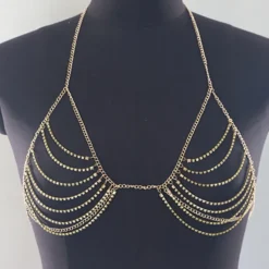 Dance Accessories Dance Costumes Exotic Dancewear Bra Rhinestone Glitter Metal Chain Women's Performance Training Sleeveless High Alloy