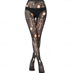 Dance Accessories Socks Printing Hollow-out Pure Color Women's Party Daily Wear Polyester Sexy Stockings