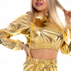 Dance Costumes Exotic Dancewear Pole dance Top Pure Color Splicing Women's Performance Training Long Sleeve Polyester