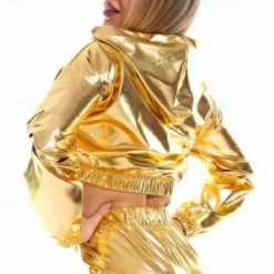 Dance Costumes Exotic Dancewear Pole dance Top Pure Color Splicing Women's Performance Training Long Sleeve Polyester