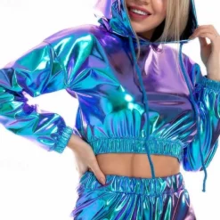 Dance Costumes Exotic Dancewear Pole dance Top Pure Color Splicing Women's Performance Training Long Sleeve Polyester