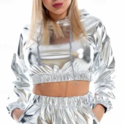 Dance Costumes Exotic Dancewear Pole dance Top Pure Color Splicing Women's Performance Training Long Sleeve Polyester