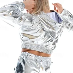 Dance Costumes Exotic Dancewear Pole dance Top Pure Color Splicing Women's Performance Training Long Sleeve Polyester