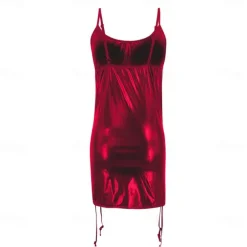 Dance Costumes Exotic Dancewear Dress Pure Color Splicing Women's Training Performance Sleeveless Dropped PU Polyester