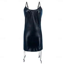 Dance Costumes Exotic Dancewear Dress Pure Color Splicing Women's Training Performance Sleeveless Dropped PU Polyester