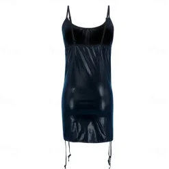 Dance Costumes Exotic Dancewear Dress Pure Color Splicing Women's Training Performance Sleeveless Dropped PU Polyester