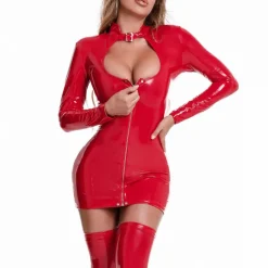 Dance Costumes Exotic Dancewear Dress Metal Chain Hollow-out Pure Color Women's Training Performance Long Sleeve High PU