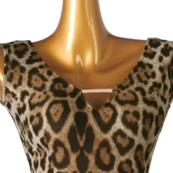 Dance Salsa Latin Dance Dress Leopard Print Ruffles Women's Training Sleeveless High Spandex