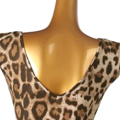 Dance Salsa Latin Dance Dress Leopard Print Ruffles Women's Training Sleeveless High Spandex