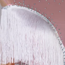 Dance Salsa Latin Dance Dress Rhinestone Tassel Women's Girls' Performance Training Long Sleeve High Spandex Tulle