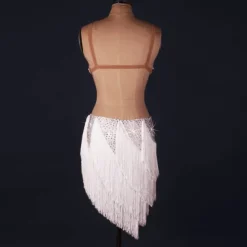 Dance Salsa Latin Dance Dress Fringed Tassel Crystals / Rhinestones Women's Performance Sleeveless Natural Spandex