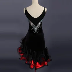 Dance Salsa Latin Dance Dress Split Joint Crystals / Rhinestones Women's Performance Sleeveless Spandex Organza / Ballroom