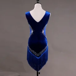 Dance Salsa Latin Dance Dress Fringed Tassel Crystals / Rhinestones Women's Training Performance Sleeveless High Pleuche