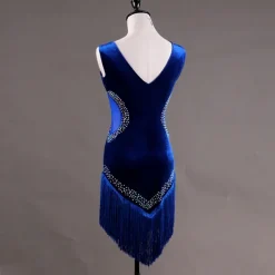 Dance Salsa Latin Dance Dress Fringed Tassel Crystals / Rhinestones Women's Training Performance Sleeveless High Pleuche