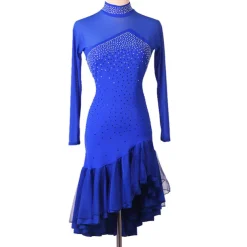 Dance Salsa Latin Dance Dress Crystals / Rhinestones Women's Performance Long Sleeve Spandex