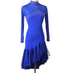 Dance Salsa Latin Dance Dress Crystals / Rhinestones Women's Performance Long Sleeve Spandex