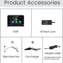 Dashcam Cameras Video Recorder Dual Lens Front and Rear Dash Cam for Cars Remote Intercom and Remote Playback