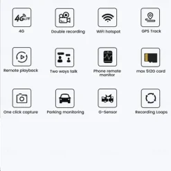 Dashcam Cameras Video Recorder Dual Lens Front and Rear Dash Cam for Cars Remote Intercom and Remote Playback