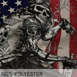 Day of the Dead Men's American Flag Patriotic Waffle Polo Shirts Golf Shirt Short Sleeve Polo Shirts Collared Shirts Streetwear Vacation Wear Party Outfits 3D Print Buttons Summer Spring Black