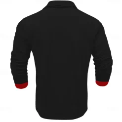 Day of the Dead Men's Polo Shirts Golf Shirt Long Sleeve Polo Shirts Collared Shirts Horror Streetwear Festival Wear Party Outfits 3D Print Buttons Fall & Winter Black