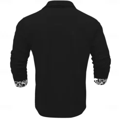 Day of the Dead Men's Skull Polo Shirts Golf Shirt Long Sleeve Polo Shirts Collared Shirts Horror Streetwear Festival Wear Party Outfits 3D Print Buttons Fall & Winter Black