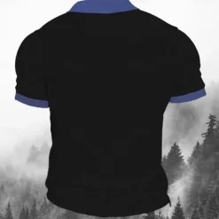 Day of the Dead Men's Skull Guitar Polo Shirts Golf Shirt Short Sleeve Polo Shirts V Neck Horror Streetwear Festival Wear Party Outfits 3D Print Spring & Summer Black