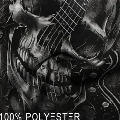 Day of the Dead Men's Skull Guitar Polo Shirts Golf Shirt Short Sleeve Polo Shirts V Neck Horror Streetwear Festival Wear Party Outfits 3D Print Spring & Summer Black