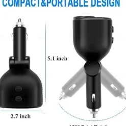 DC 12V LED 2 Way Car Cigarette Lighter Socket Splitter Dual USB Charger Adapter