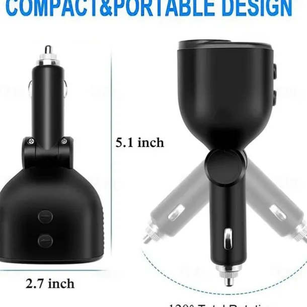 DC 12V LED 2 Way Car Cigarette Lighter Socket Splitter Dual USB Charger Adapter