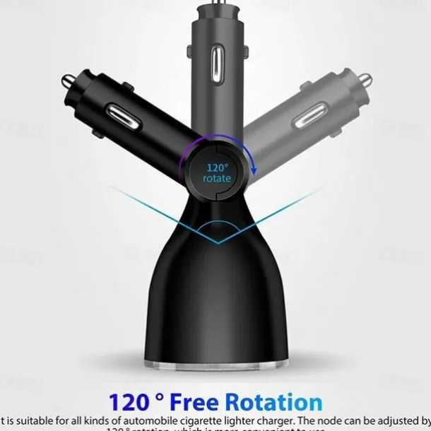 DC 12V LED 2 Way Car Cigarette Lighter Socket Splitter Dual USB Charger Adapter