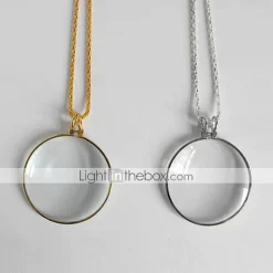 Decorative Monocle Necklace With Magnifier Magnifying Glass Pendant Gold Silver Plated Chain Necklace for Women Jewelry
