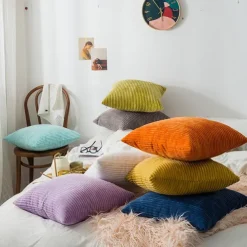 Decorative Toss Pillows Fall Throw Pillow Covers Simple Northern Europe Short Plush Solid Colored Home Office Pillow Case Cover Living Room Bedroom Sofa Cushion Cover Pink Blue Sage Green