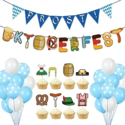 Dedicated To Oktoberfest Party Decoration Paper Banner Pull Flag Pennant Balloon Cake Card Card Wish