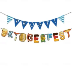 Dedicated To Oktoberfest Party Decoration Paper Banner Pull Flag Pennant Balloon Cake Card Card Wish