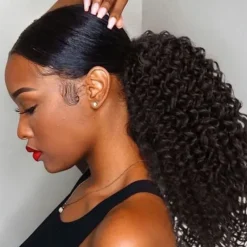 Deep Curly Drawstring Ponytail Extension for Black Women Afro Kinky Curly Pony Tail Hair Piece Synthetic Hair Extensions With 2 Clips 14 Inches