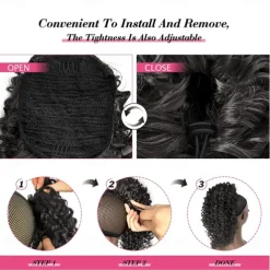 Deep Curly Drawstring Ponytail Extension for Black Women Afro Kinky Curly Pony Tail Hair Piece Synthetic Hair Extensions With 2 Clips 14 Inches