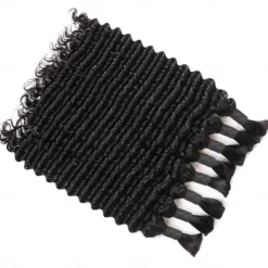 Deep wave bulk human hair 100 % Human Hair Braiding Human Hair Bulk No Weft deep Wave 100G per package Natural color 10-28 Inch 3Bundles