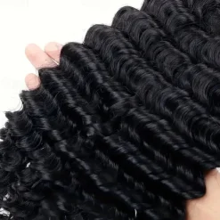 Deep wave bulk human hair 100 % Human Hair Braiding Human Hair Bulk No Weft deep Wave 100G per package Natural color 10-28 Inch 3Bundles
