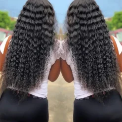 Deep Wave Bundles Human Hair 3 Bundles 16 18 20 Inch 10A Brazilian 100% Unprocessed Virgin Human Hair Wet and Wavy Bundles Deep Curly Weave Human Hair Extensions Natural Black