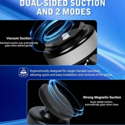 360-degree Adjustable Electric Vacuum Magnetic Suction Cup Phone Mount Hands-Free Magnetic Cell Phone Holder for Car/Gym/Mirror/Smooth Surface Compatible with Magsafe iPhone