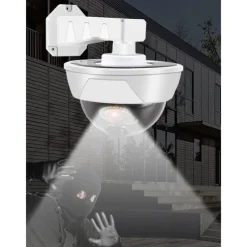 360-Degree LED Outdoor Wall Lights Ultra-Bright Solar Light Dummy CCTV Camera with Red Flashing Light Remote Control Easy Installation Waterproof Outdoor FloodLights Wireless for Porch Garden Patio Driveway