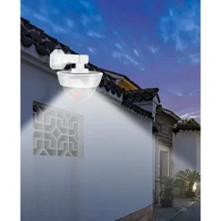 360-Degree LED Outdoor Wall Lights Ultra-Bright Solar Light Dummy CCTV Camera with Red Flashing Light Remote Control Easy Installation Waterproof Outdoor FloodLights Wireless for Porch Garden Patio Driveway