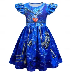 Descendants Evie Dress Gloves Outfits Costume Party Movie Cosplay Kids Masquerade Causal