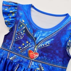 Descendants Evie Dress Gloves Outfits Costume Party Movie Cosplay Kids Masquerade Causal